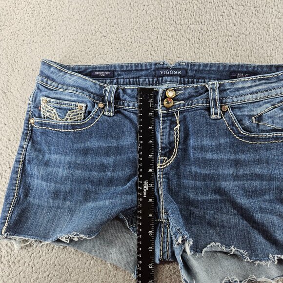 Vigoss Shorts Womens 20 (38x2) Blue Denim Cut Offs Jorts Embroidered - Picture 8 of 16